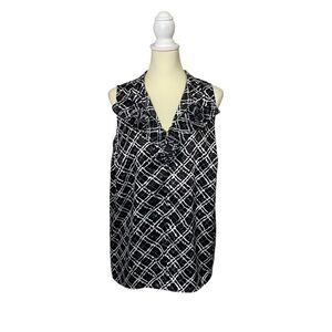 Lane Bryant Black & White Sleeveless Geeometric Print Blouse Women's Size 18